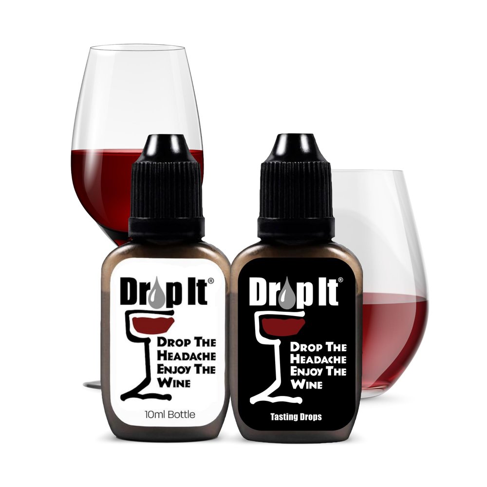 Drop It Wine Drops Original and For Tastings Combo Pack - Includes One 10mL Bottle of Each - Naturally Reduces Sulfites and Tannins in Red, White & Sparkling Wines - Portable & Easy to Use - USA Made