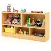 HOMGX Wooden Montessori Shelf for Kids, 5-Section Storage Cabinet, 2-Tier Open Kids Bookshelf, Toy Storage Organizer for Playroom, Classroom, Yellow view 1