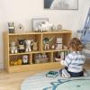 HOMGX Wooden Montessori Shelf for Kids, 5-Section Storage Cabinet, 2-Tier Open Kids Bookshelf, Toy Storage Organizer for Playroom, Classroom, Yellow view 2