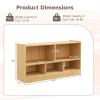 HOMGX Wooden Montessori Shelf for Kids, 5-Section Storage Cabinet, 2-Tier Open Kids Bookshelf, Toy Storage Organizer for Playroom, Classroom, Yellow view 3