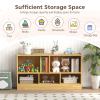 HOMGX Wooden Montessori Shelf for Kids, 5-Section Storage Cabinet, 2-Tier Open Kids Bookshelf, Toy Storage Organizer for Playroom, Classroom, Yellow view 4