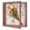 11x11 Shadow Box Frame with Linen Back - Sturdy Rustic Memory Display Case of Flower, Pictures, Medals and More, Rustic Brown view 1