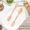 2Pcs Wooden Spoons Forks Set, Dual Purpose Tableware Reusable Wood Cutlery Wooden Spoon And Fork for Camping Travel Utensil Cutlery Set view 4