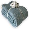 100% Cotton Muslin Blanket Throw 4 Layers Bedspread Soft Turkish Cotton Muslin Bed Cover Reversible Coverlet Blue with Size Options (230x260cm 91x102 Inches) view 1