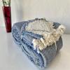 100% Cotton Muslin Blanket Throw 4 Layers Bedspread Soft Turkish Cotton Muslin Bed Cover Reversible Coverlet Denim Blue with Size Options (160x230cm 63x90 Inches) view 3