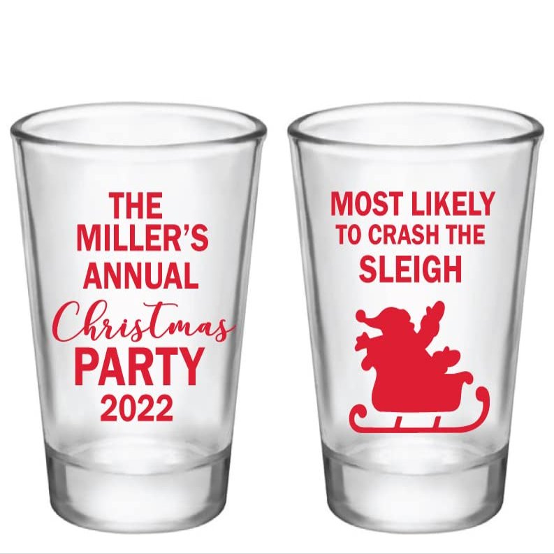 Funny Christmas shot glasses, Christmas party favors, personalized Christmas party shot glasses in bulk