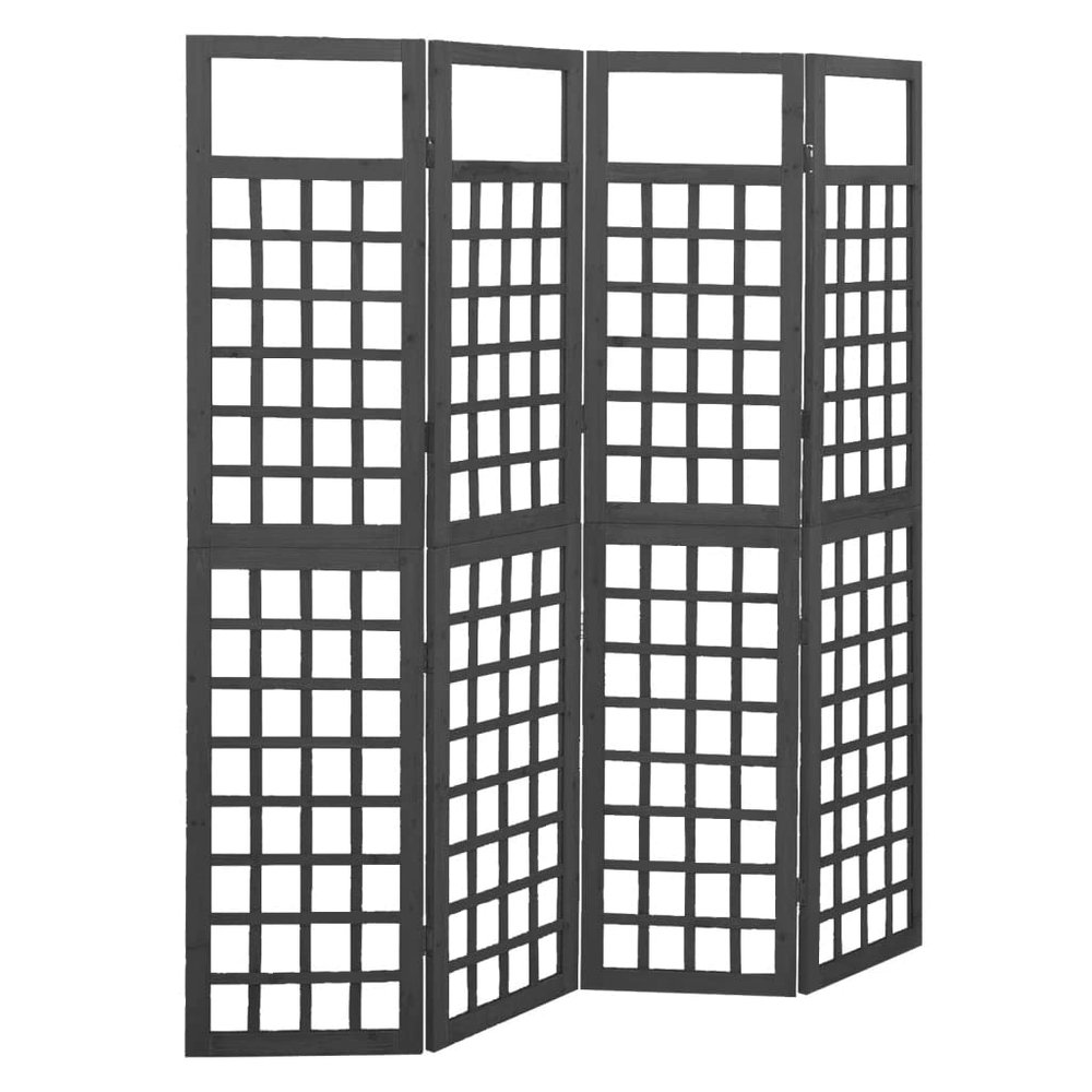 4-Panel Wooden Room Divider/Trellis Solid Fir Wood 63.4" x 70.9" Folding Partition Privacy Screen Panels Freestanding, Decorative Screen Panels, Partition Wall Dividers Screen for Home, Black