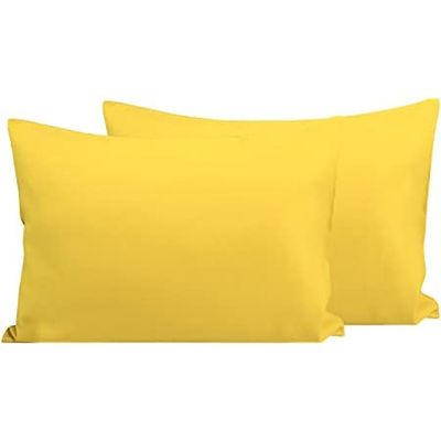 SAHARBEDDINGS Travel Pillowcase 12x16 500 Thread Count Pack of 2 Toddler Baby Pillowcases Cover with Zipper 100% Egyptian Cotton (Yellow, Toddler Travel 12x16 Zipper Closer)