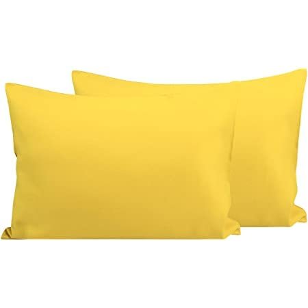 SAHARBEDDINGS Travel Pillowcase 12x16 500 Thread Count Pack of 2 Toddler Baby Pillowcases Cover with Zipper 100% Egyptian Cotton (Yellow, Toddler Travel 12x16 Zipper Closer)