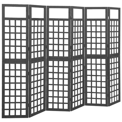 6-Panel Wooden Room Divider/Trellis Solid Fir Wood 95.5" x 70.9" Folding Partition Privacy Screen Panels Freestanding, Decorative Screen Panels, Partition Wall Dividers Screen for Home, Black