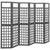 6-Panel Wooden Room Divider/Trellis Solid Fir Wood 95.5" x 70.9" Folding Partition Privacy Screen Panels Freestanding, Decorative Screen Panels, Partition Wall Dividers Screen for Home, Black view 1