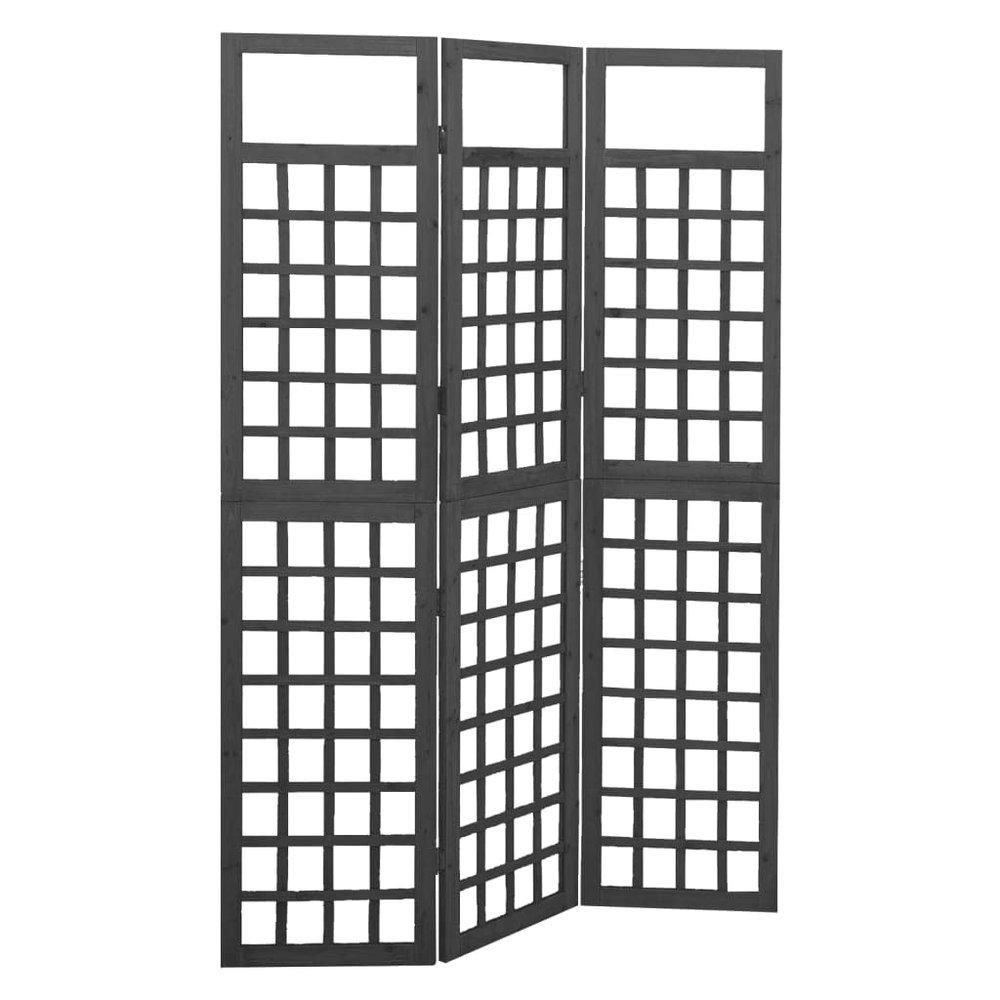3-Panel Wooden Room Divider/Trellis Solid Fir Wood 47.6" x 70.9" Folding Partition Privacy Screen Panels Freestanding, Decorative Screen Panels, Partition Wall Dividers Screen for Home, Black