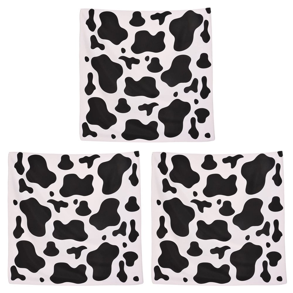 Beistle Polyester Fabric Cow Print Bandanas For Wild West Western Party Supplies, Farm Theme Cowboy Costume Accessories,Black/White, 22" x 22", 3-Piece