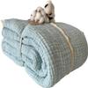 100% Cotton Muslin Blanket Throw 4 Layers Bedspread Soft Turkish Cotton Muslin Bed Cover Reversible Coverlet Baby Blue with Size Options (230x240cm 91x95 Inches) view 1