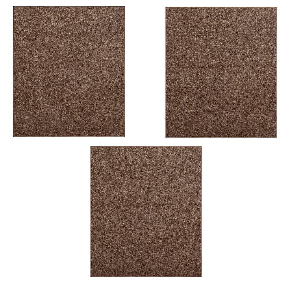 Furnish my Place Modern Plush Solid Brown Color Rug, Indoor/Outdoor Mat, Area Rugs Great for Kids, Pets, Event, Living Room, Made in USA, 2' x 2' Square - Set of 3