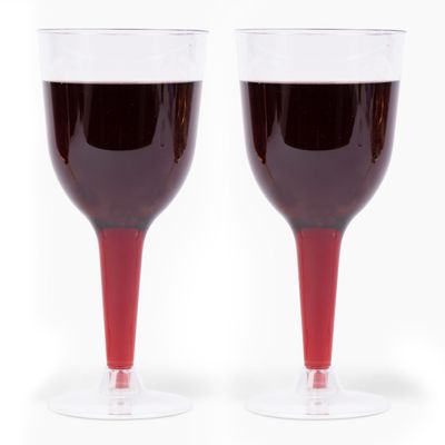 Prestee 24 Clear Stemmed Plastic Wine Glasses - 10 oz Disposable Wine Glasses for Parties - Plastic Goblet Cups with Stem for Weddings, Tasting Wines, Patio Gatherings, and Elegant Party Supplies