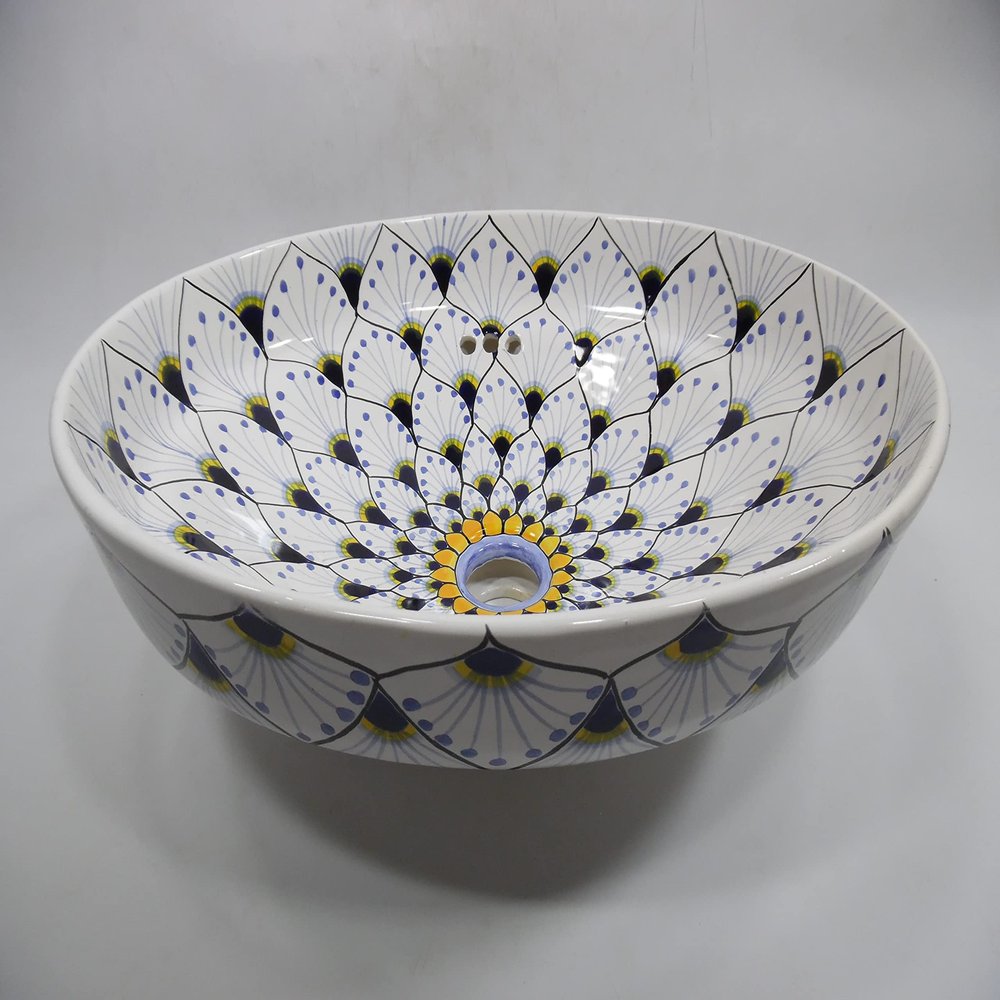 17" TALAVERA SINK drop in (semi-recessed) mexican handmade hand painted ceramic