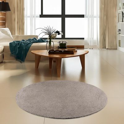 Furnish my Place Modern Plush Solid Beige Color Rug, Indoor/Outdoor Mat, Area Rugs Great for Kids, Pets, Living Room, Made in USA, 18" Round - Set of 3