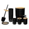 6-Piece Bathroom Accessories Set - Complete Set with Toilet Brush, Waste Bin, Soap Pump, Soap Dish, Toothbrush Holder and Cup by Home-Complete (Black) view 1