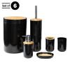 6-Piece Bathroom Accessories Set - Complete Set with Toilet Brush, Waste Bin, Soap Pump, Soap Dish, Toothbrush Holder and Cup by Home-Complete (Black) view 3
