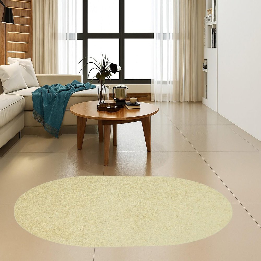 Furnish my Place Modern Plush Solid Yellow Color Rug, Indoor/Outdoor Mat, Area Rugs Great for Kids, Pets, Event, Living Room, Made in USA, 1.5' x 2.25' Oval - Set of 3