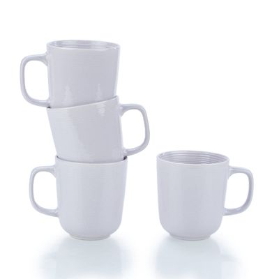 Everything Kitchens Modern Colorful Neutrals - Rippled 12oz Mugs (Set of 4) (Dusty Purple)