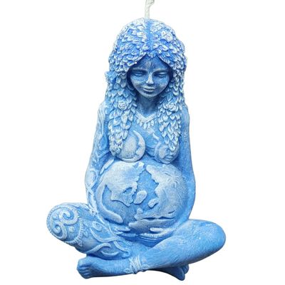 Goddess Gaia Candle, Mother Earth Candle, Large Gaia Candle, Gaia Candle, Goddess Candle, Witchy Decor, Altar Candle (Blue)