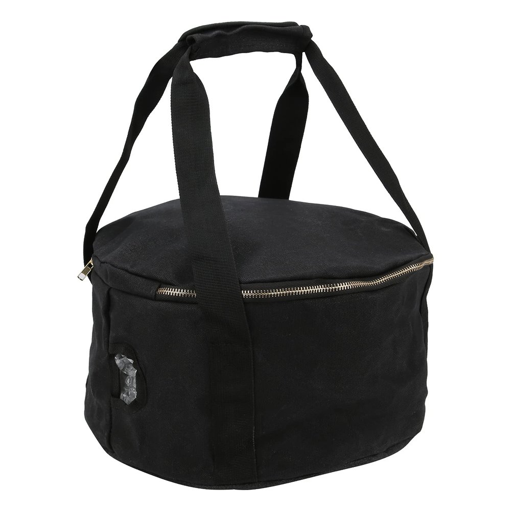 Leapiture Dutch Pot Storage Bag Heavy Duty Dutch Oven Tote Portable Waterproof Wear Resistant Cast Iron Pot Storage Bag for Outdoor Camping (12")(Black)