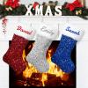 Amidaky Christmas Stockings Personalized Red Blue Silvery Sequin Christmas Stocking 6 Pack Large Customized White Faux Fur for Xmas Family Stocking Ornament view 1