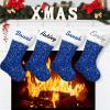 Amidaky Christmas Stockings Personalized Red Blue Silvery Sequin Christmas Stocking 6 Pack Large Customized White Faux Fur for Xmas Family Stocking Ornament view 4