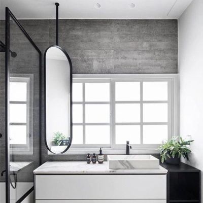 Antourlamm Wall Decor Mirror, Floating Decorative Mirror Ceiling-Mounted, Black Metal Frame Modern Simple Mirrors for Living Room Bedroom Hotel Entryway - Oval (Size : 40cmx70cm)