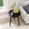HLR Side Table Round, Small Wood End Table for Living Room, Bedroom and Small Spaces, Modern Nightstand Bedside Table with Easy Assembly Black Legs, Black Top view 1