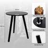 HLR Side Table Round, Small Wood End Table for Living Room, Bedroom and Small Spaces, Modern Nightstand Bedside Table with Easy Assembly Black Legs, Black Top view 2