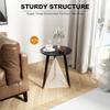 HLR Side Table Round, Small Wood End Table for Living Room, Bedroom and Small Spaces, Modern Nightstand Bedside Table with Easy Assembly Black Legs, Black Top view 4