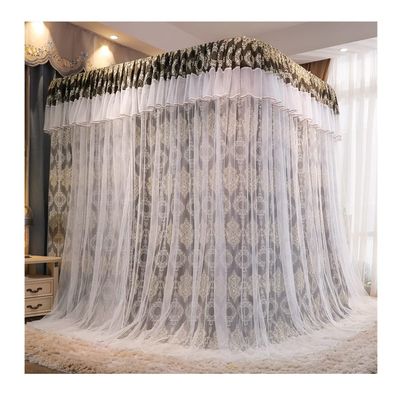 4 Corner Post Bed Canopy, Double Layer Dustproof Blackout Bunk Bed Curtain Mosquito Net with Stand (Color : E, Size : 120X200cm/47X79inch)