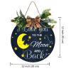 Love You To The Moon And Back Wood Sign Wall Decor, Moon Star Wood Door Hanging Art, Family Love Word Wood Art Plaque Kids Wife Bedroom Kindergarten Nursery Bedroom Dress Up 12''X12'' view 2