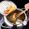 GOWENIC Stainless Steel Deep Fryer Pot Japanese Frying Pot with Thermometer Lid for Kitchen Fries,Fish and Shrimp(Large 24cm) view 2