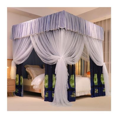 Bed Canopy for Twin Queen King, Easy Install Four Seasons Dustproof Blackout Bed Curtain Mosquito Net with Stand (Color : B, Size : 200X220cm/79X87inch)