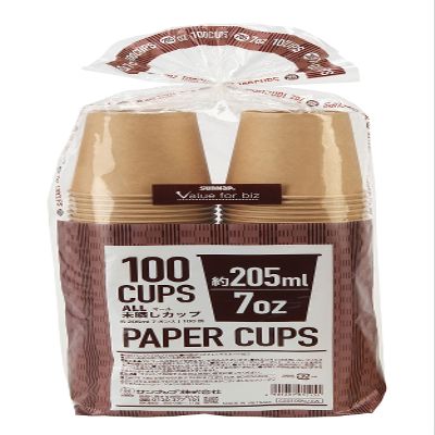 (Sunnap) Sunup C20100MZAW Paper Cups, Unbleached, 100 Pieces, Disposable, 7.1 fl oz (205 ml)