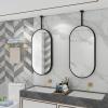 Antourlamm Ceiling Hanging Black Metal Frame Mirror, Classic Oval Design with Boom | Bedroom Living Room Floating Decorative Mirror Bathroom HD Shaving Mirrors (Size : 50cmx70cm) view 1