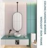 Antourlamm Ceiling Hanging Black Metal Frame Mirror, Classic Oval Design with Boom | Bedroom Living Room Floating Decorative Mirror Bathroom HD Shaving Mirrors (Size : 50cmx70cm) view 3