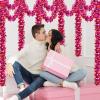 Kajaia 65.6 Feet St Patrick's Day Tinsel Garland with Lights Red Heart St Patrick's Day Tinsel Garland for Mantle Wedding Party Favor Indoor Outdoor Decoration Supply(Pink, Red) view 2