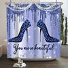 NTETSN High Heels Shower Curtain 3D Printed Diamond Blue Twinkle Drips (No Glitter) Bath Curtain Glam Woman Girl Bathroom Dcor 72x72 Inch Polyester Fabric Bathroom Curtain with 12 Hooks YLZYNT311 view 1