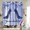 NTETSN High Heels Shower Curtain 3D Printed Diamond Blue Twinkle Drips (No Glitter) Bath Curtain Glam Woman Girl Bathroom Dcor 72x72 Inch Polyester Fabric Bathroom Curtain with 12 Hooks YLZYNT311 view 2