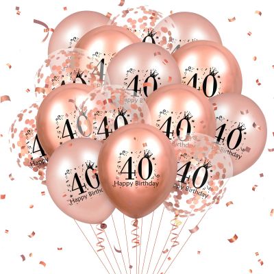 40th Birthday Balloons 18 Pcs Rose Gold Happy 40th Birthday Latex Balloons Confetti Balloons for Men Women 40th Anniversary Birthday Party Decorations Rose Gold Balloons Birthday Decor Supplies12 inch