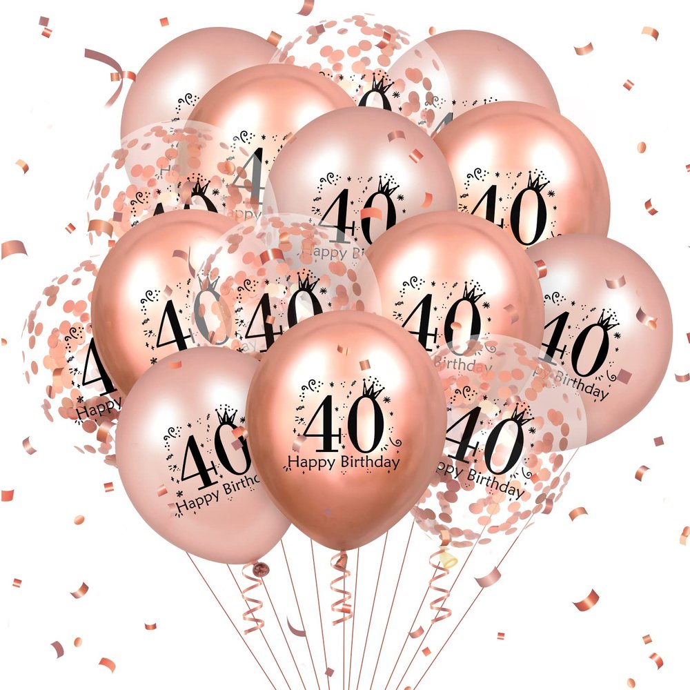 40th Birthday Balloons 18 Pcs Rose Gold Happy 40th Birthday Latex Balloons Confetti Balloons for Men Women 40th Anniversary Birthday Party Decorations Rose Gold Balloons Birthday Decor Supplies12 inch