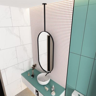 Antourlamm Ceiling Hanging Mirrors, HD Decorative Mirror Floating Bathroom Shower Room Mirrors Shaving Mirrors | Classic Oval with Ceiling-Mounted Boom Mirror Customizable (Size : 40cmx70cm)