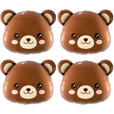 Bear Balloons Baby Shower Decorations- 4 Pcs Teddy Bear Balloons for We Can Bearly Wait Theme Birthday Party Supplies