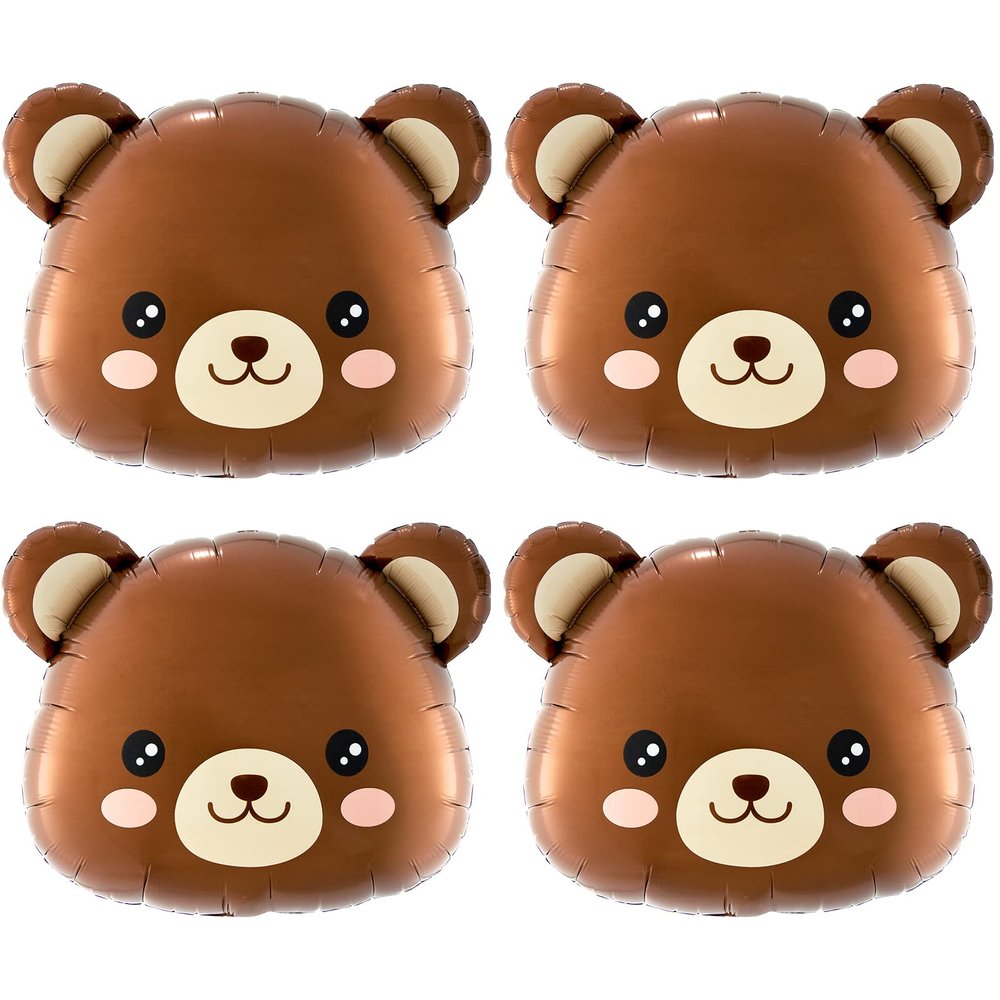 Bear Balloons Baby Shower Decorations- 4 Pcs Teddy Bear Balloons for We Can Bearly Wait Theme Birthday Party Supplies