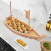 27.6in Bamboo Sushi Boat Serving Tray, Sushi Plate for Restaurant Plates Commercial, Extra Large Sushi Plates Sushi Boat Sashimi Serving Platter for Restaurant or Catering Service, 27.6 * 9.4in view 3